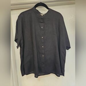 Eileen Fisher Linen Band Collar Shirt